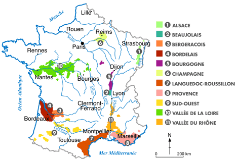 carte vignobles français