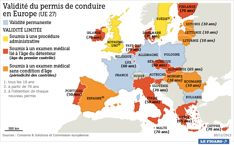 Validité du permis de conduire ne Europe