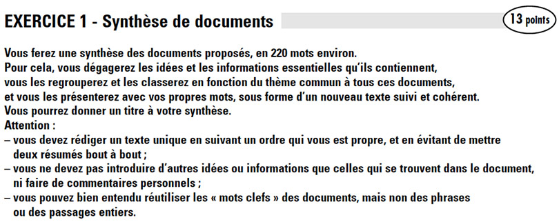 Consigne synthèse de documents DALF C1